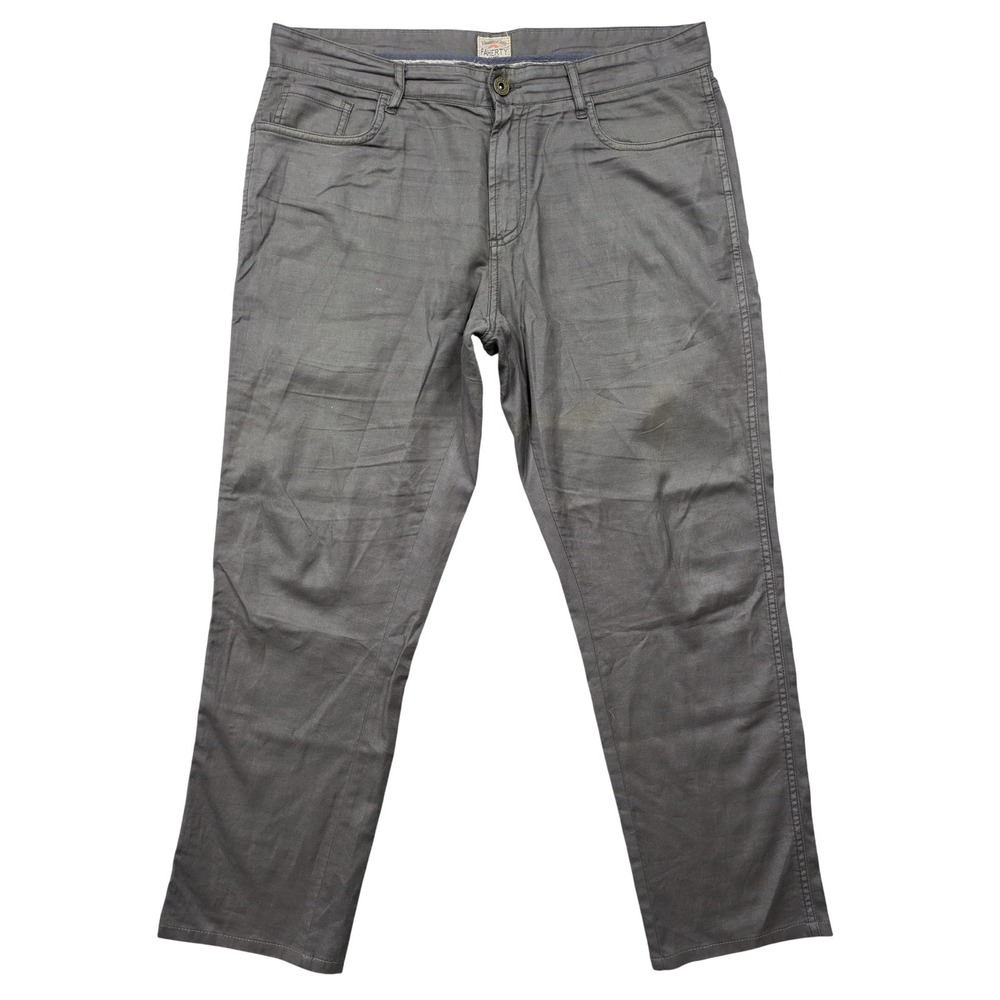 Faherty Pants Mens 32x27 Gray Stretch Canvas Chino Linen Blend 5-Pocket Casual